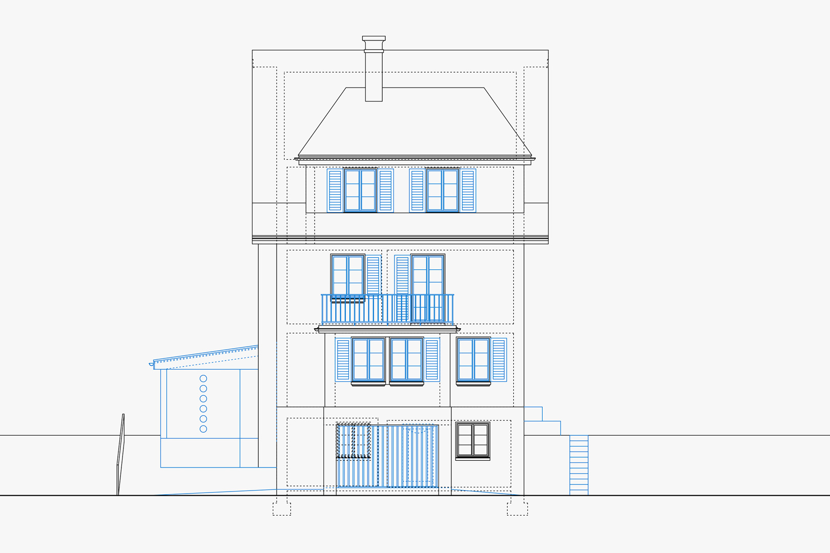 Nordwestfassade Wohnhaus Fliederstrasse St. Gallen